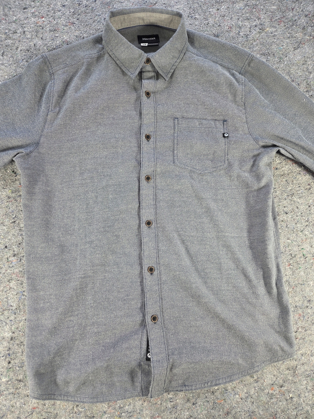 Marmot For Life Mens Large Gray Blue Long Sleeve Button Up Outdoor Shirt